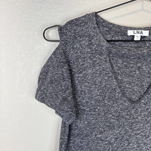 LNA Women Cold Shoulder Knit Pullover Short Sleeve Gray Size Small - Picture 2 of 10